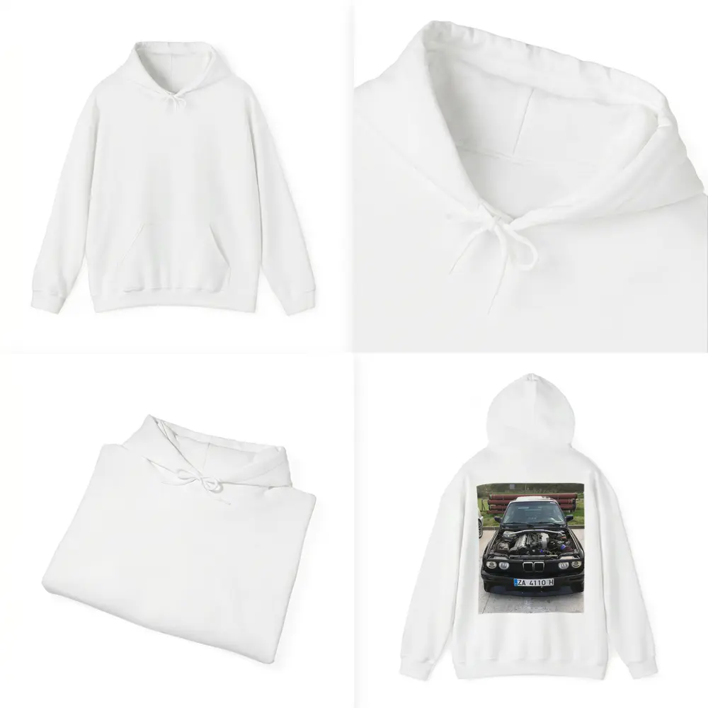 BMW E30 Black Classic Open Hood Engine – Hoodies
