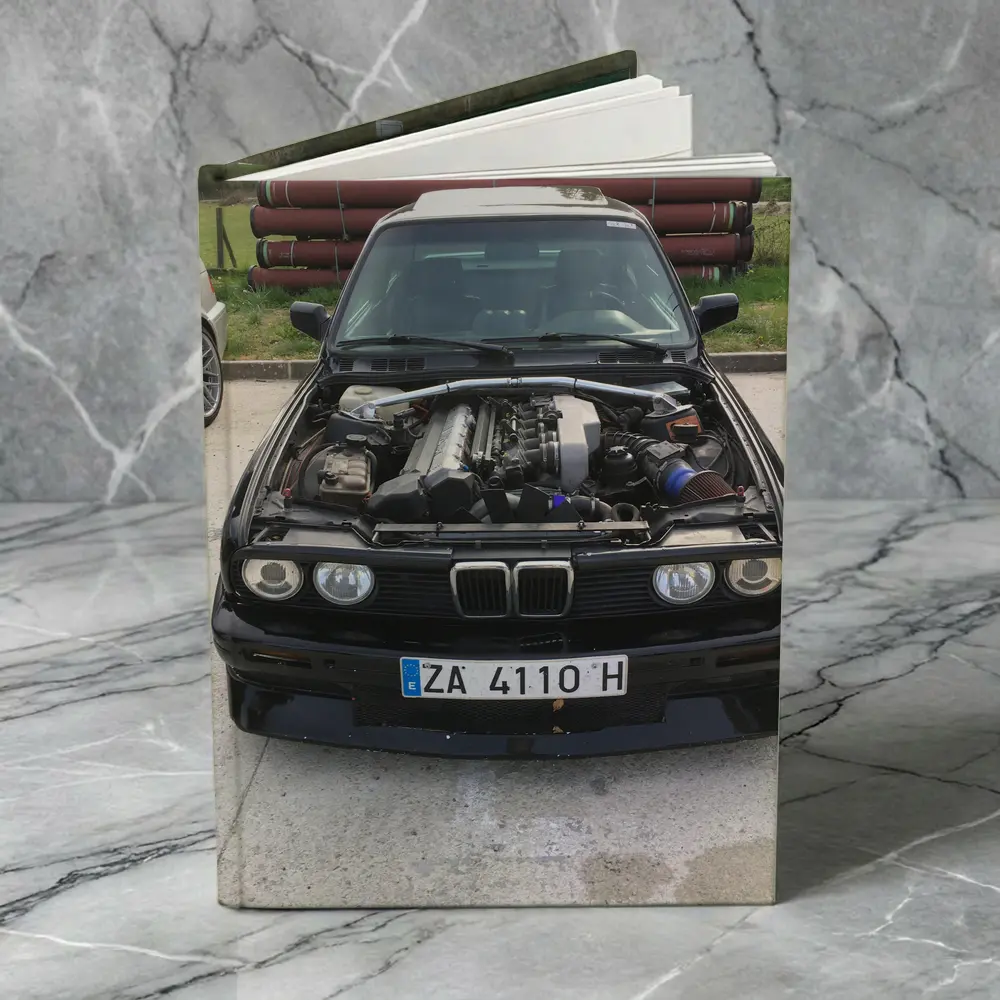 BMW E30 Black Classic Open Hood Engine – Notebooks