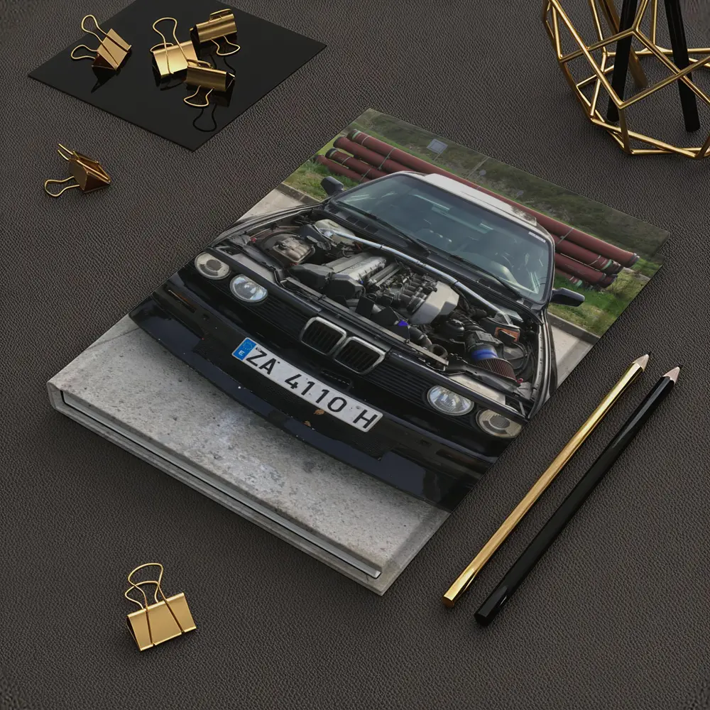 BMW E30 Black Classic Open Hood Engine – Notebooks