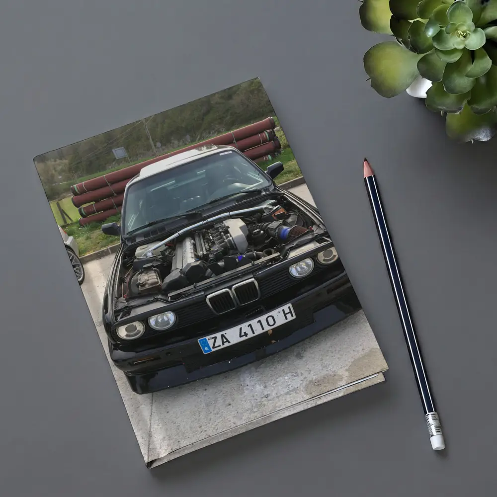 BMW E30 Black Classic Open Hood Engine – Notebooks