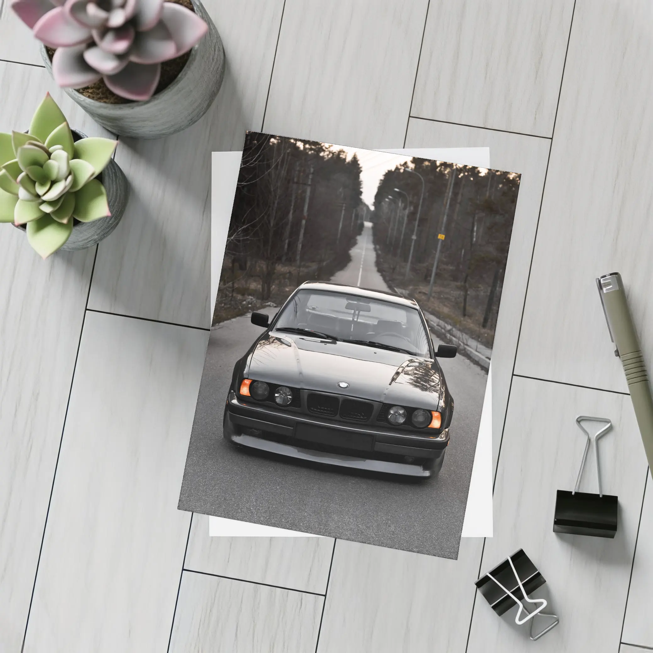 BMW E34 Black Stance Forest Road – Postcards