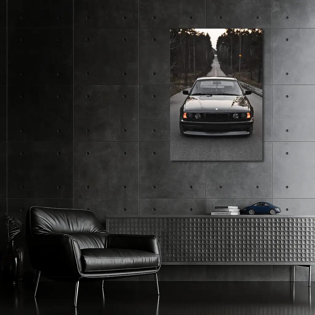 BMW E34 Black Stance Forest Road – Wall Art