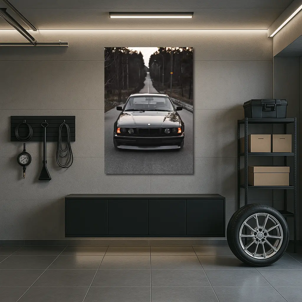 BMW E34 Black Stance Forest Road – Wall Art