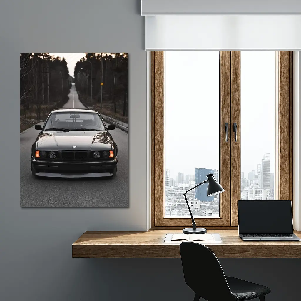 BMW E34 Black Stance Forest Road – Wall Art