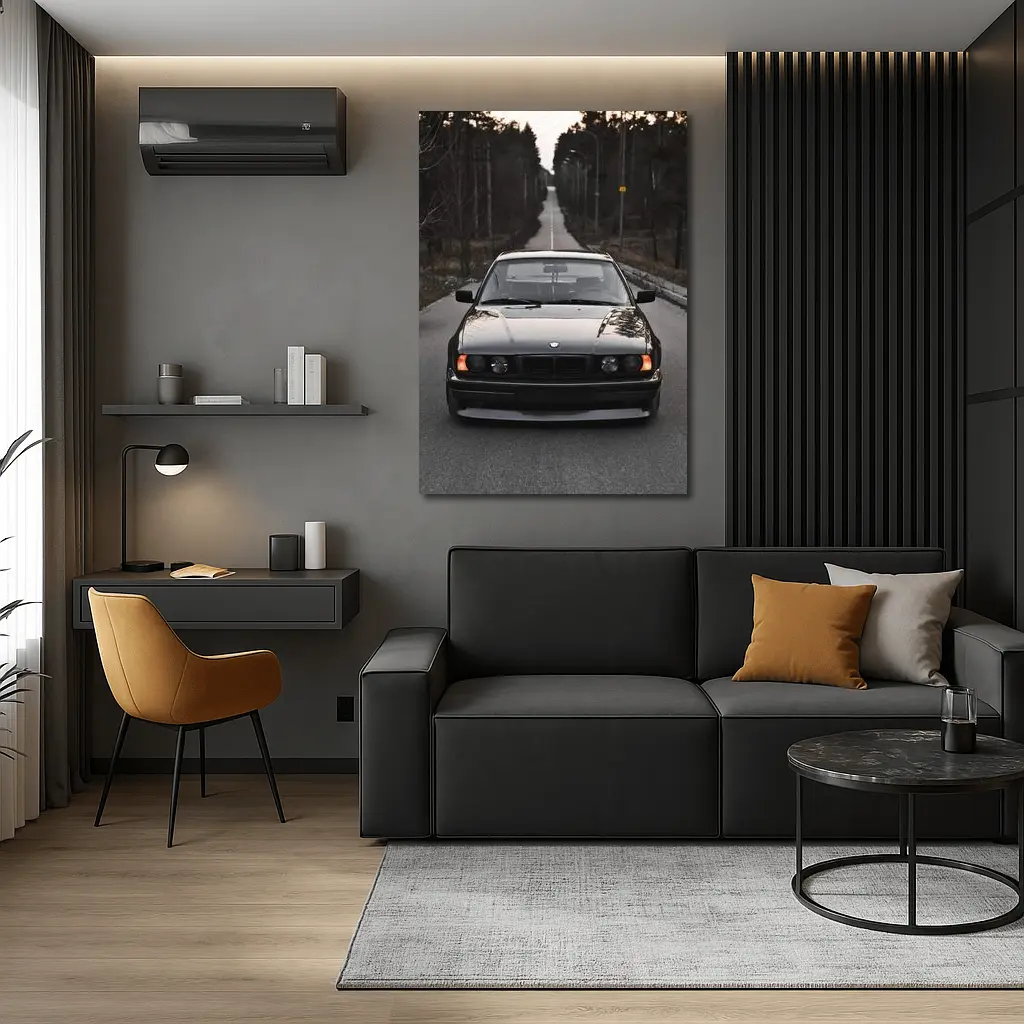 BMW E34 Black Stance Forest Road – Wall Art