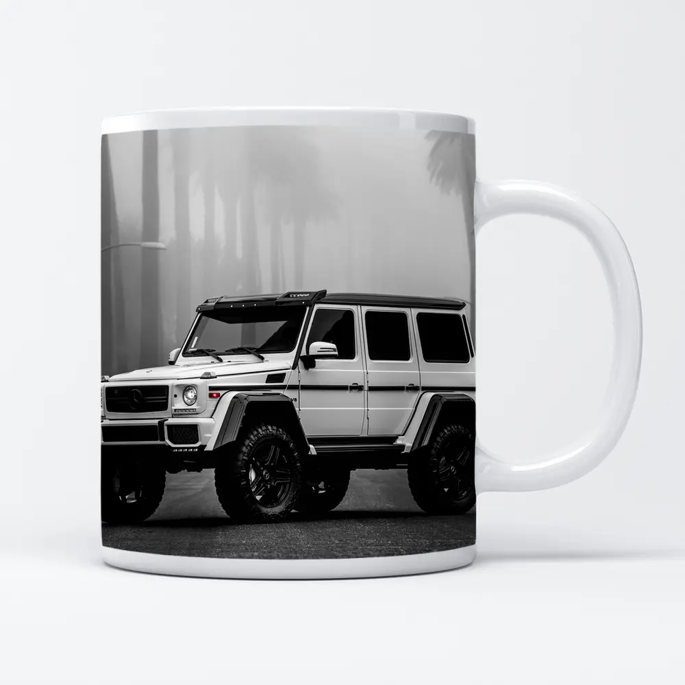 Mercedes G Wagon White Foggy Palm Street – Mugs