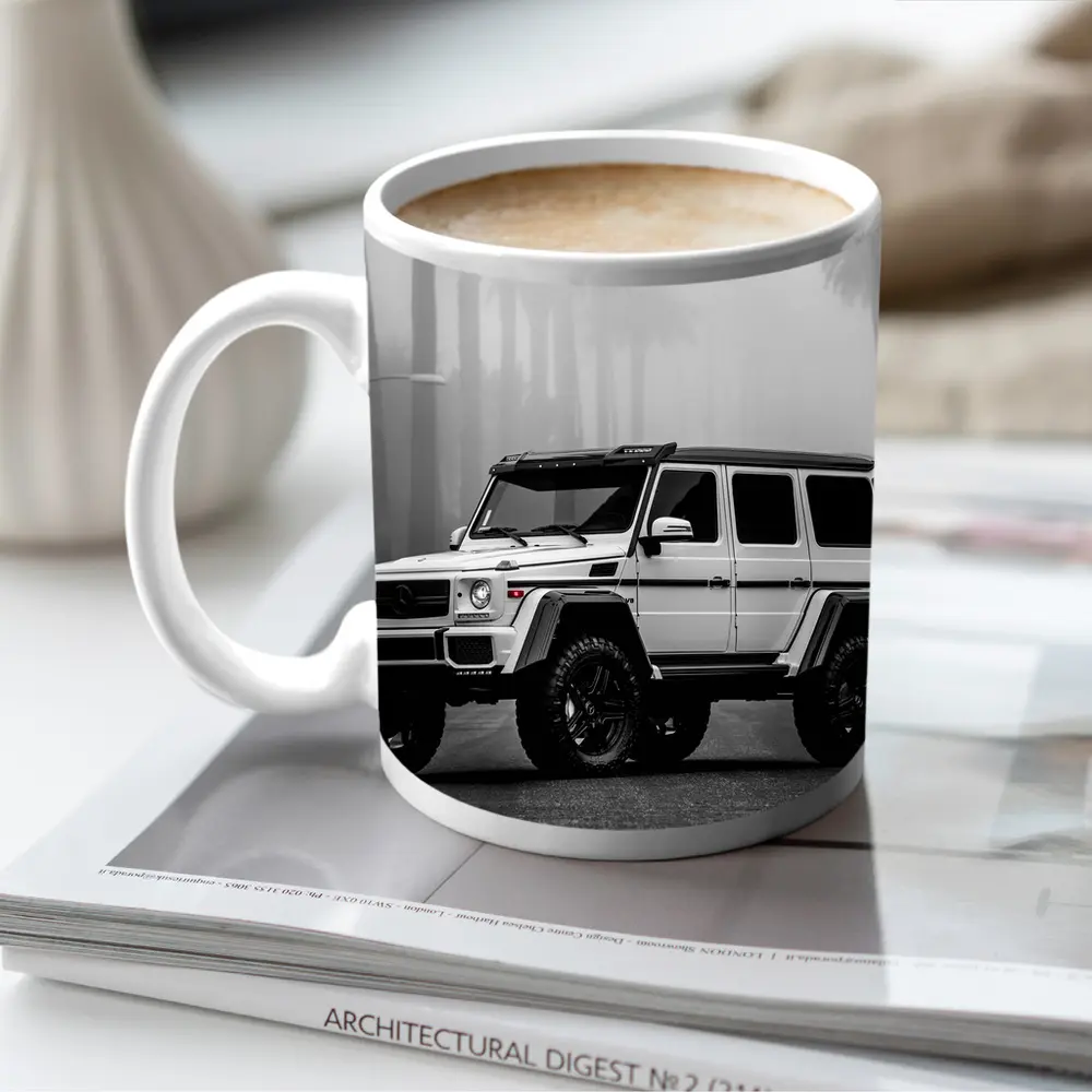 Mercedes G Wagon White Foggy Palm Street – Mugs