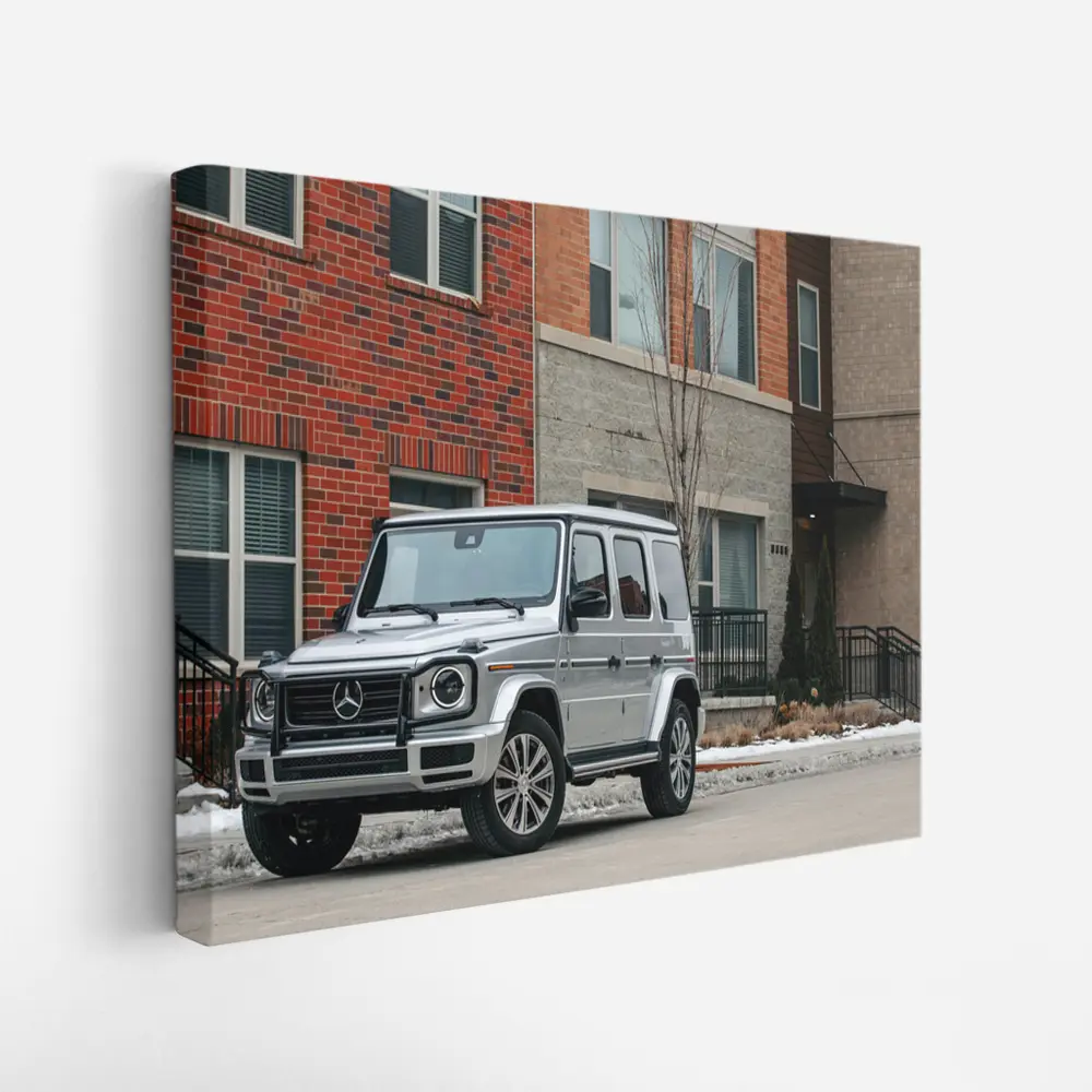Mercedes G Wagon Silver Urban Winter Street – Wall Art
