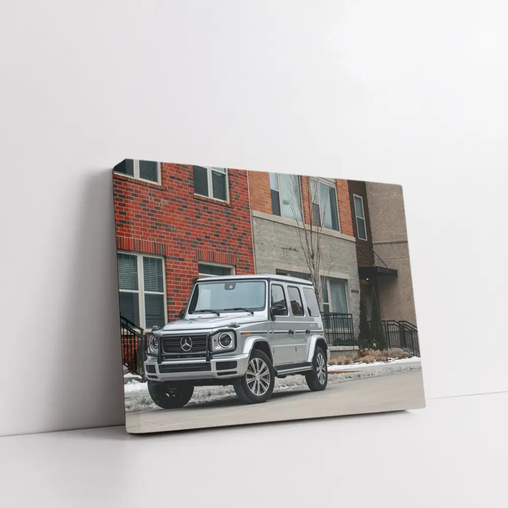Mercedes G Wagon Silver Urban Winter Street – Wall Art