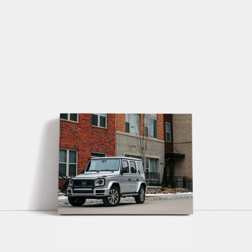 Mercedes G Wagon Silver Urban Winter Street – Wall Art