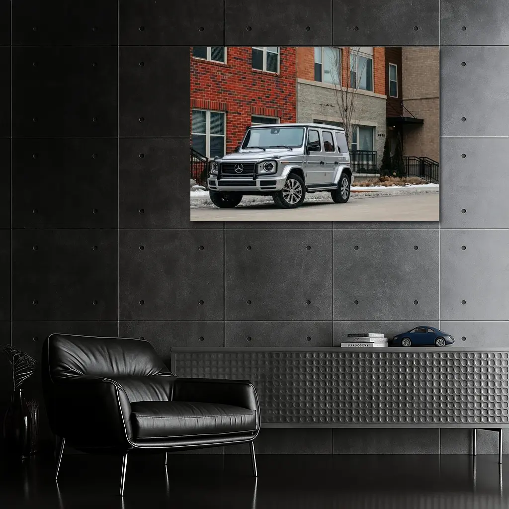 Mercedes G Wagon Silver Urban Winter Street – Wall Art