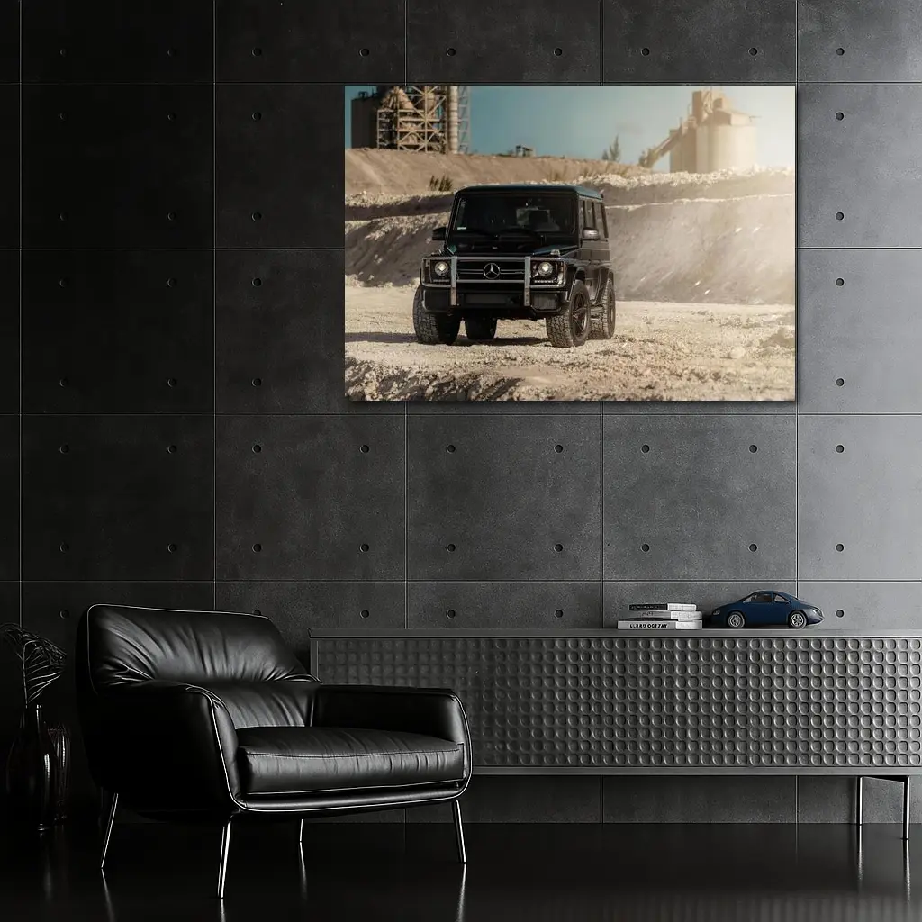 Mercedes G Wagon Black on Sandy Ground – Wall Art