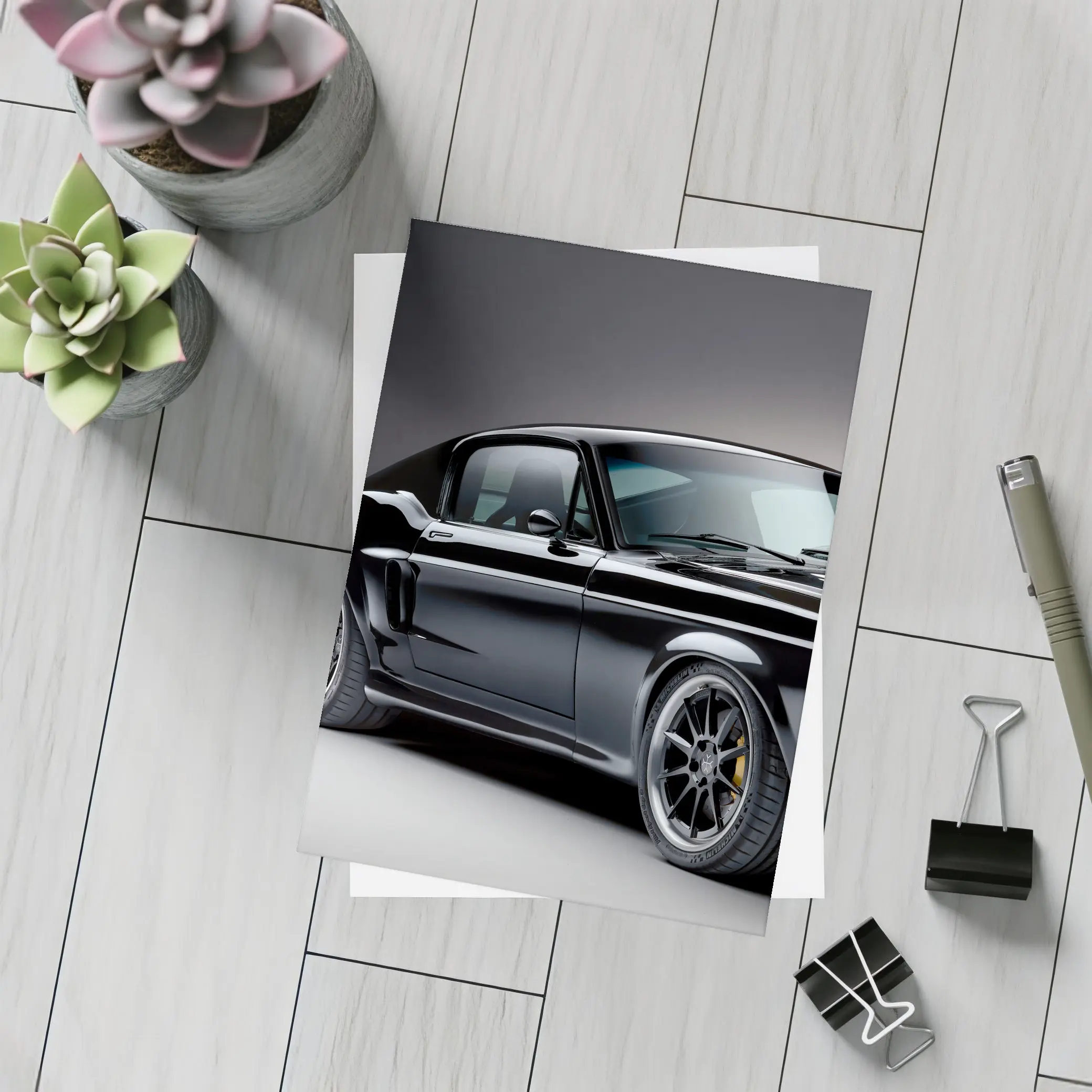 Black Ford Mustang Classic Muscle Car Studio – Postcards