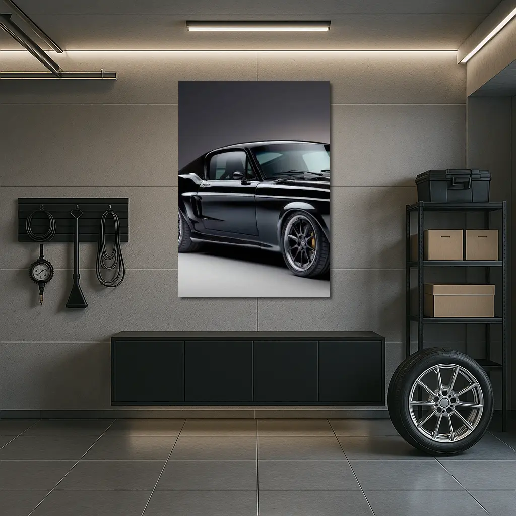 Black Ford Mustang Classic Muscle Car Studio – Wall Art