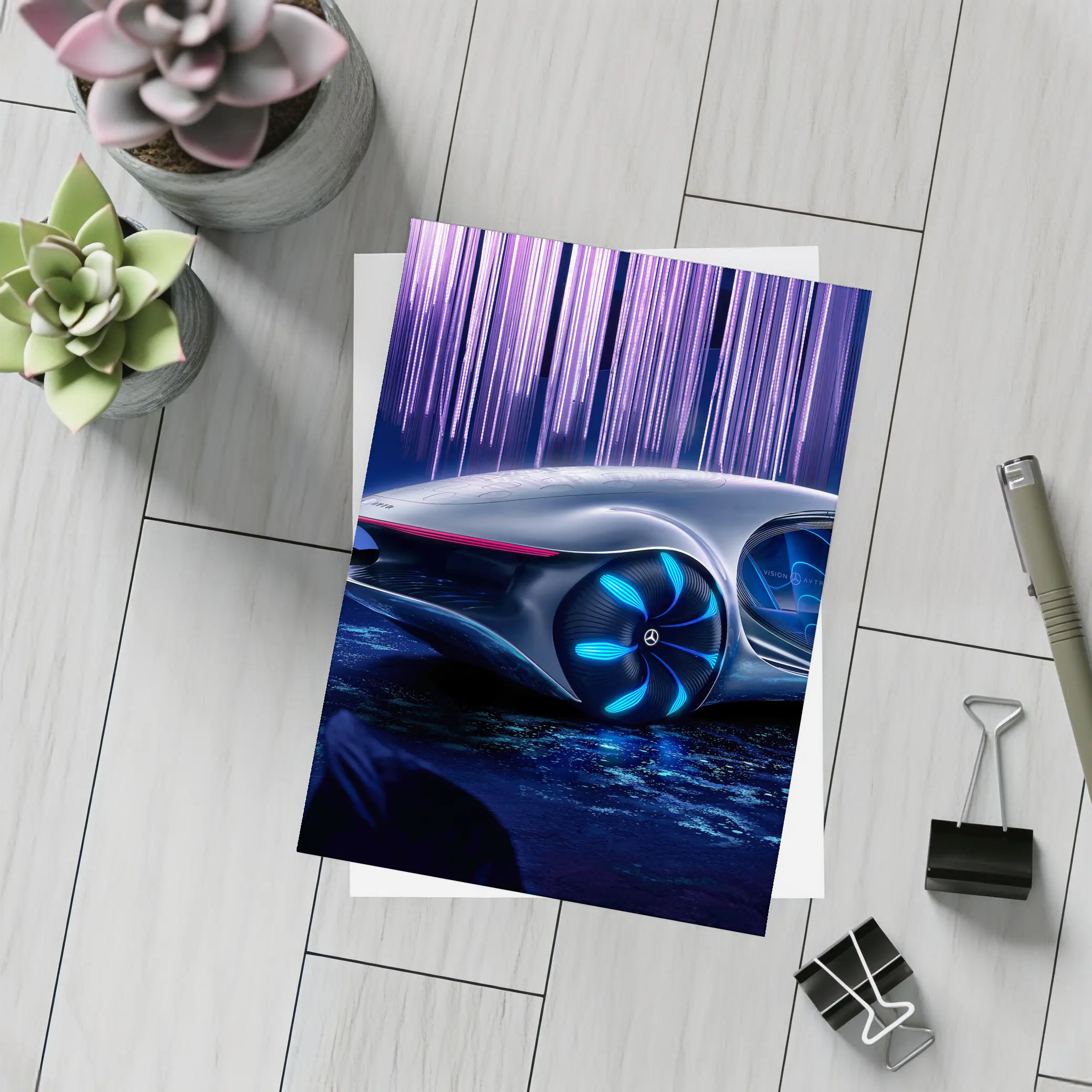 Mercedes Vision AVTR Concept Car Purple Background – Postcards