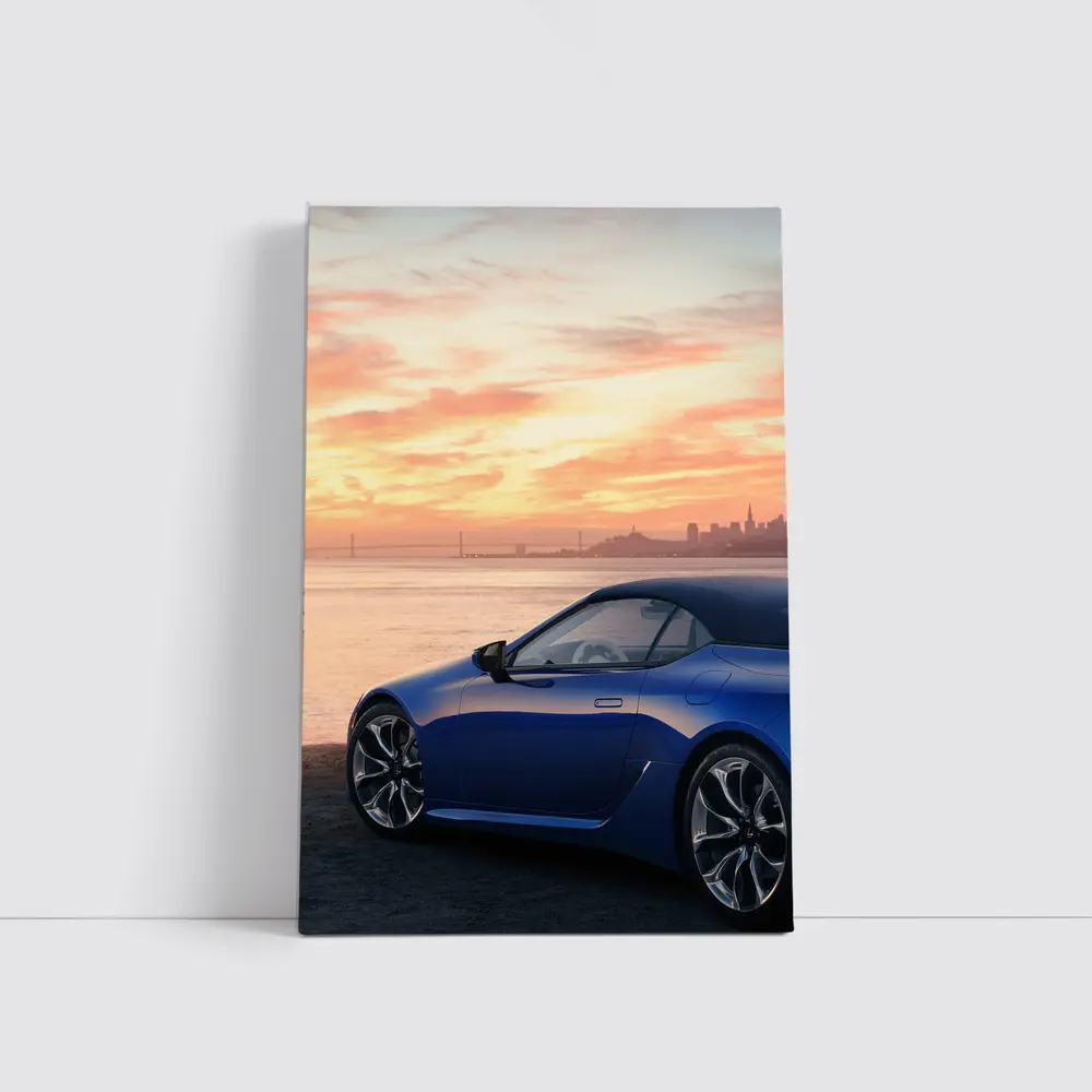 Lexus LC Blue Convertible Sunset Skyline – Wall Art