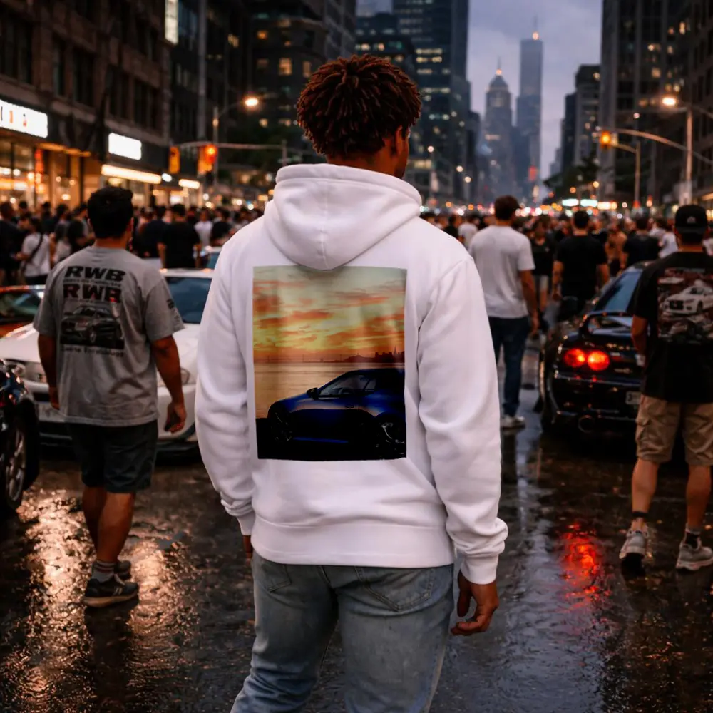 Lexus LC Blue Convertible Sunset Skyline – Hoodies