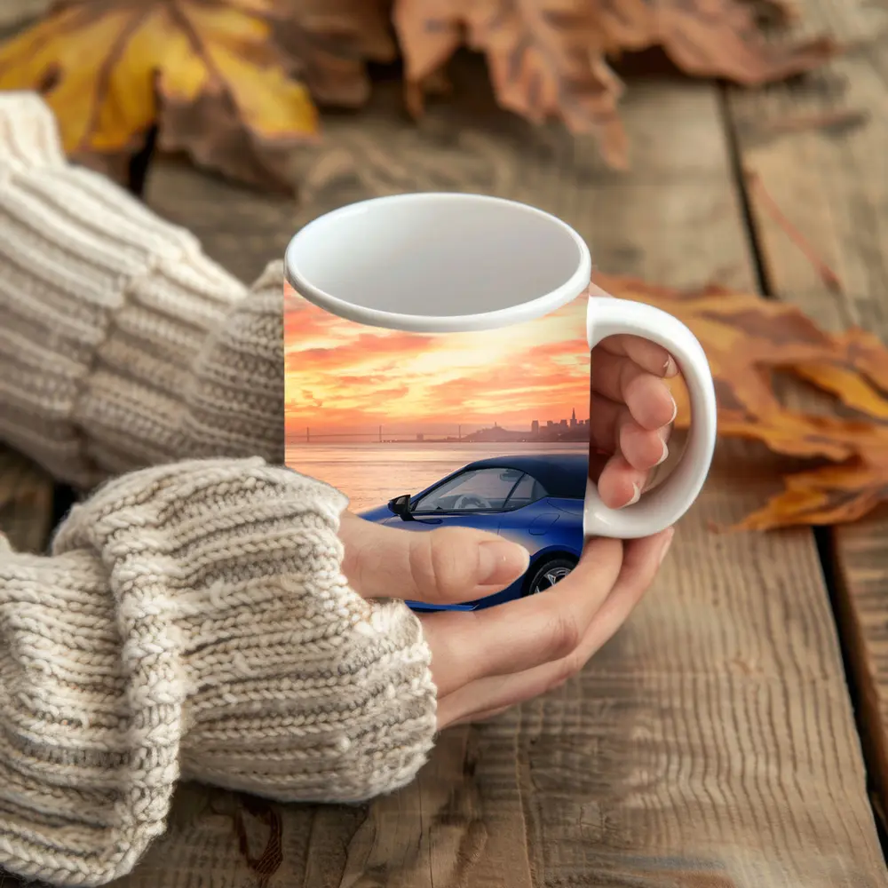 Lexus LC Blue Convertible Sunset Skyline – Mugs