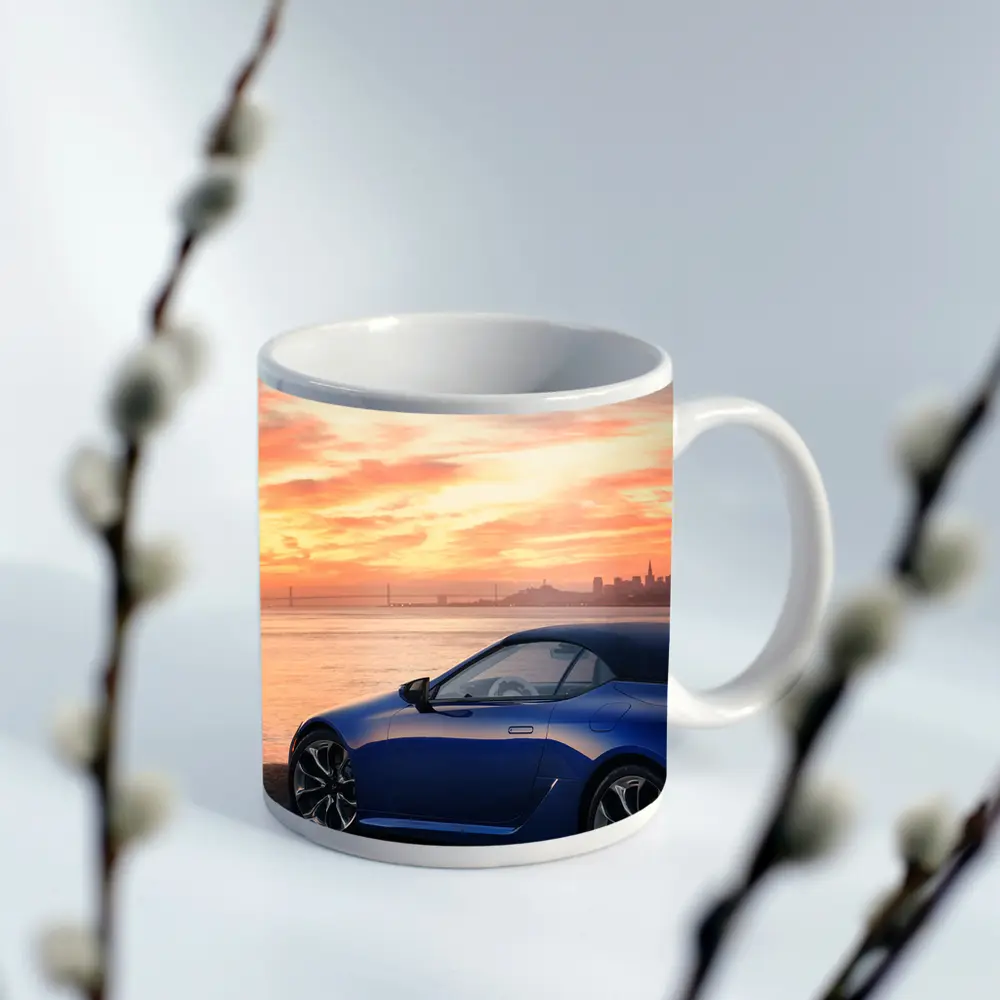 Lexus LC Blue Convertible Sunset Skyline – Mugs
