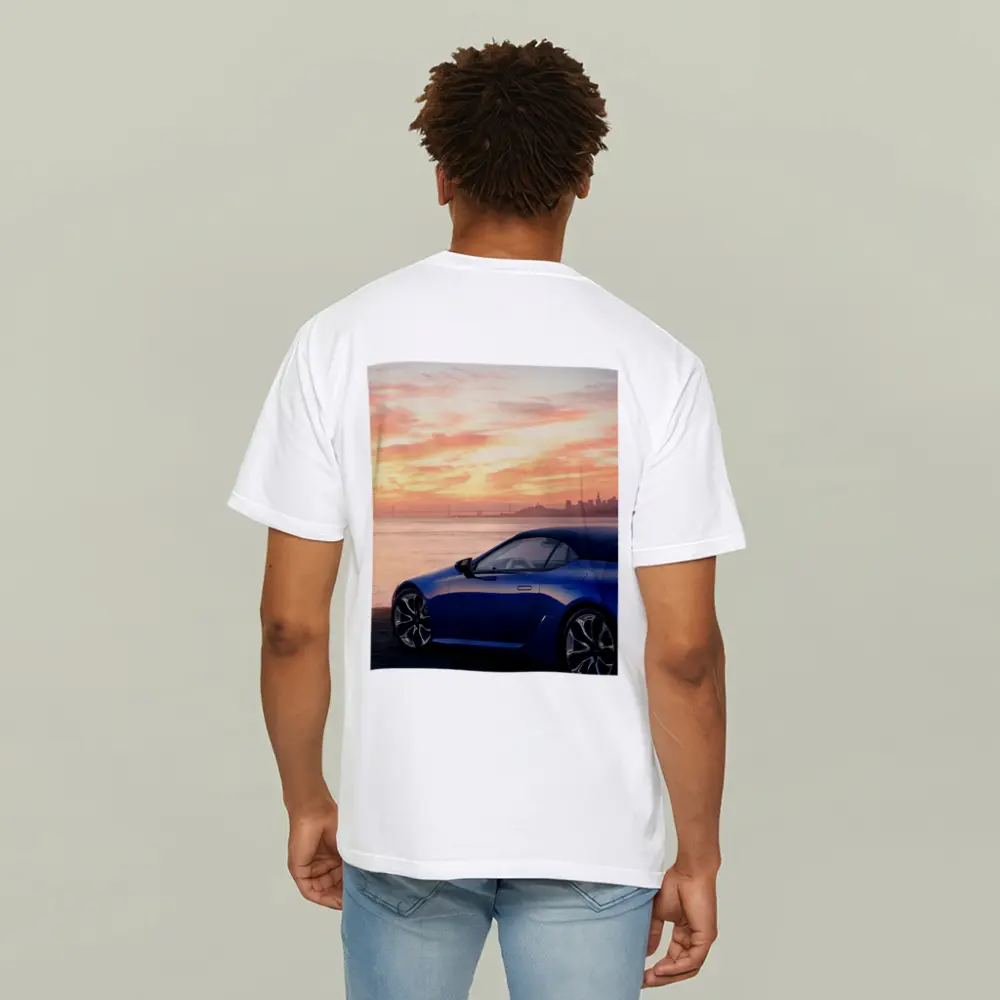 Lexus LC Blue Convertible Sunset Skyline – T-Shirts