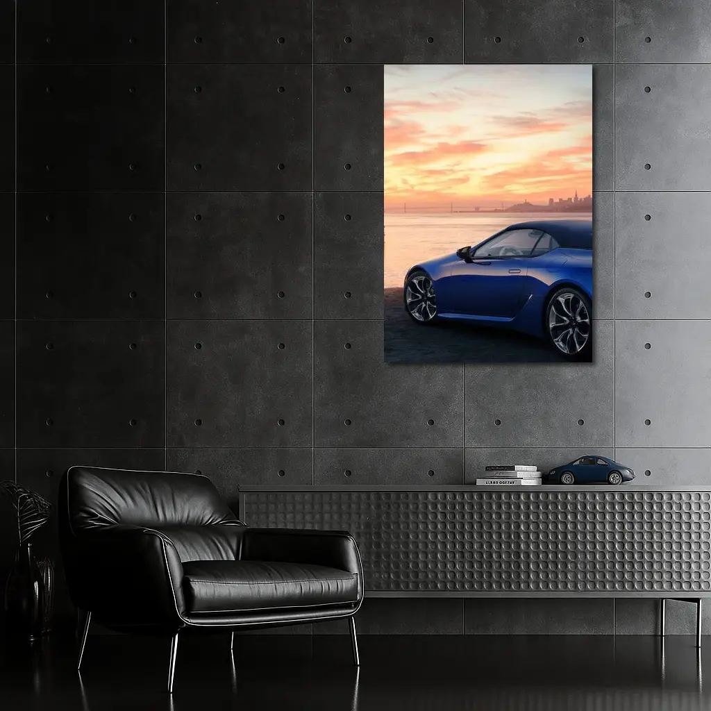 Lexus LC Blue Convertible Sunset Skyline – Wall Art