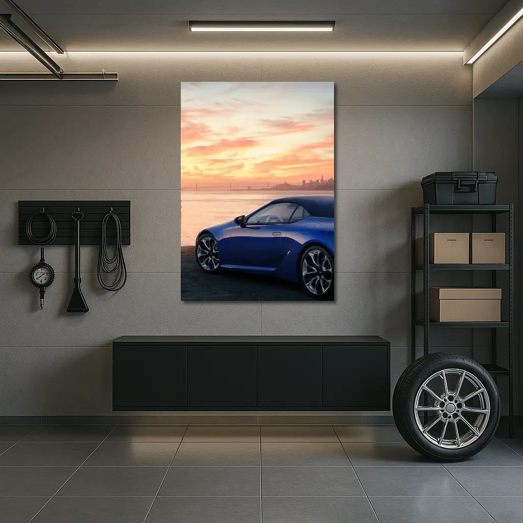 Lexus LC Blue Convertible Sunset Skyline – Wall Art