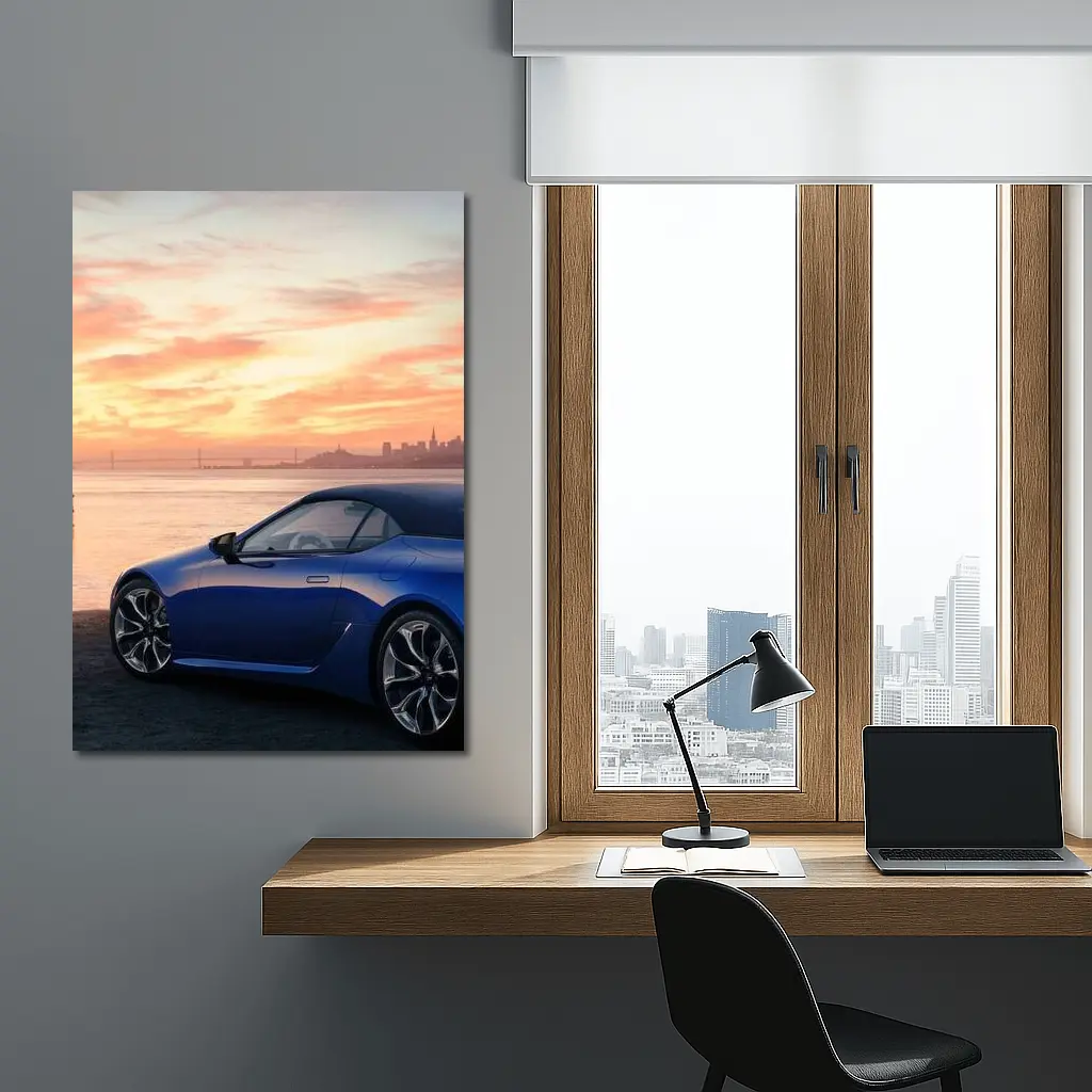 Lexus LC Blue Convertible Sunset Skyline – Wall Art