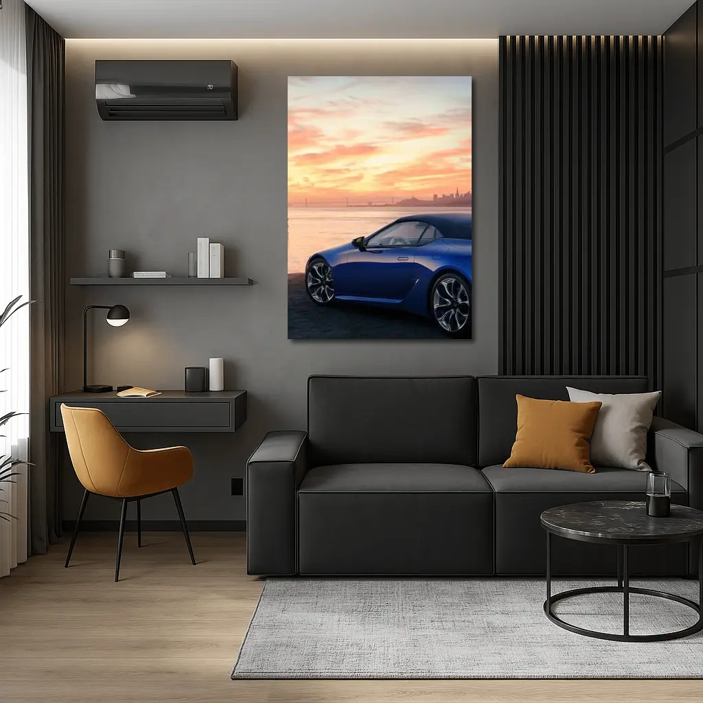 Lexus LC Blue Convertible Sunset Skyline – Wall Art