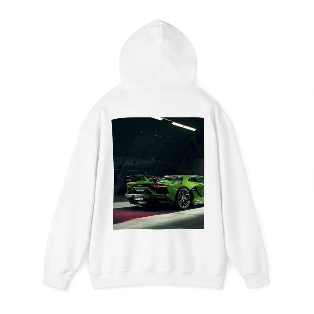 Lamborghini Aventador Green Supercar Garage Shot – Hoodies