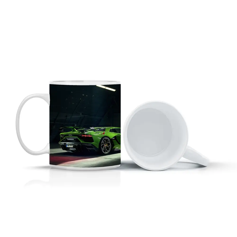 Lamborghini Aventador Green Supercar Garage Shot – Mugs