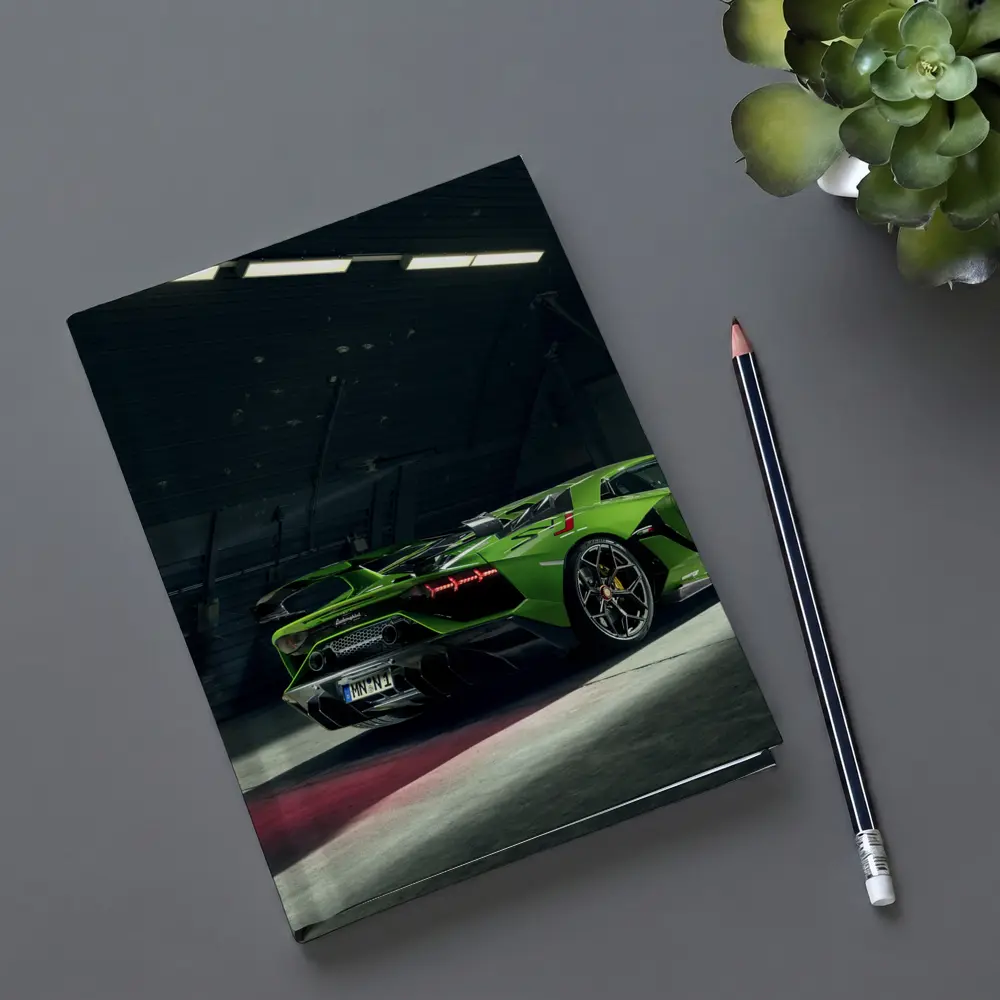 Lamborghini Aventador Green Supercar Garage Shot – Notebooks