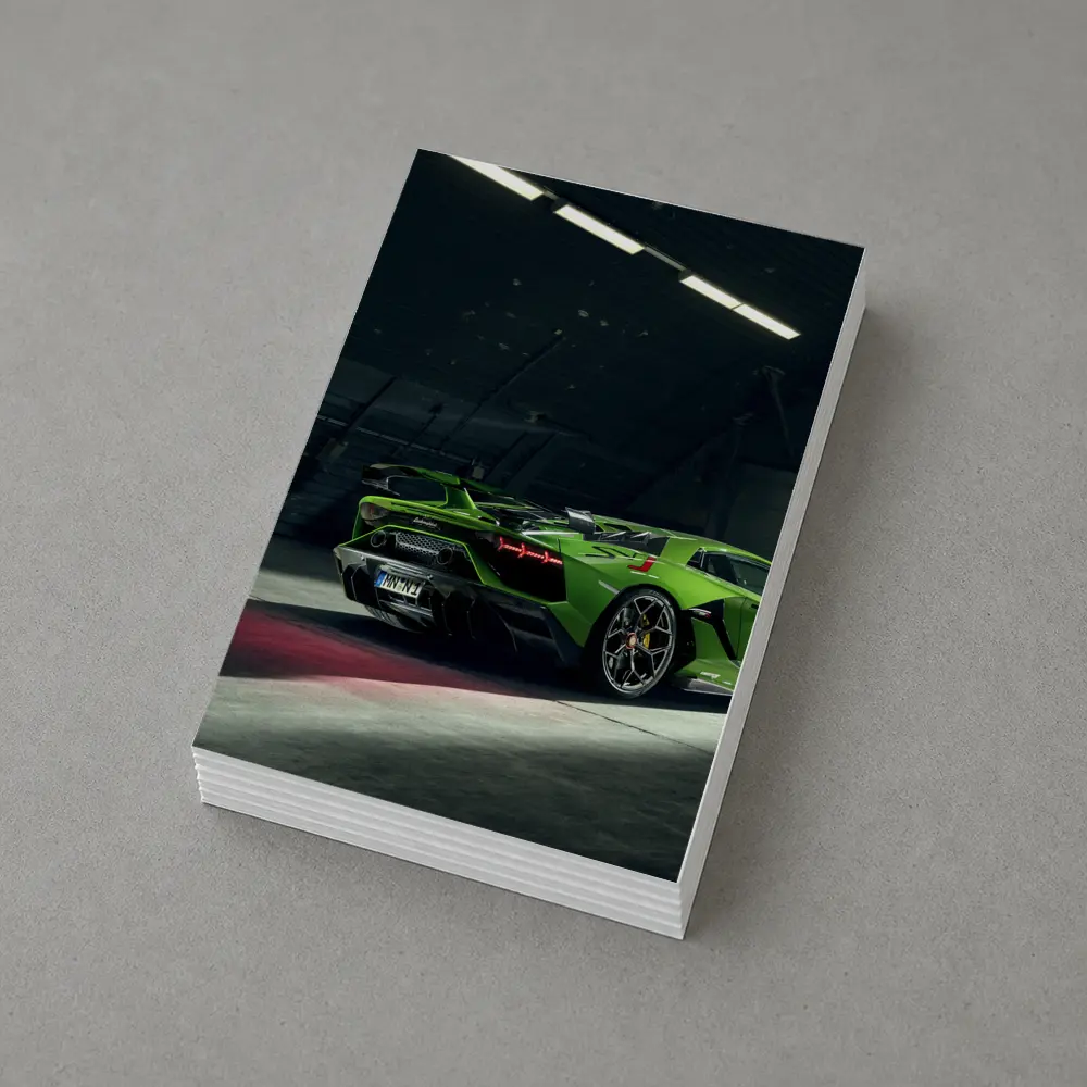 Lamborghini Aventador Green Supercar Garage Shot – Postcards