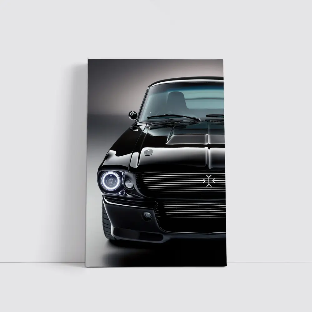 Black Ford Mustang Classic Muscle Car Front – Wall Art