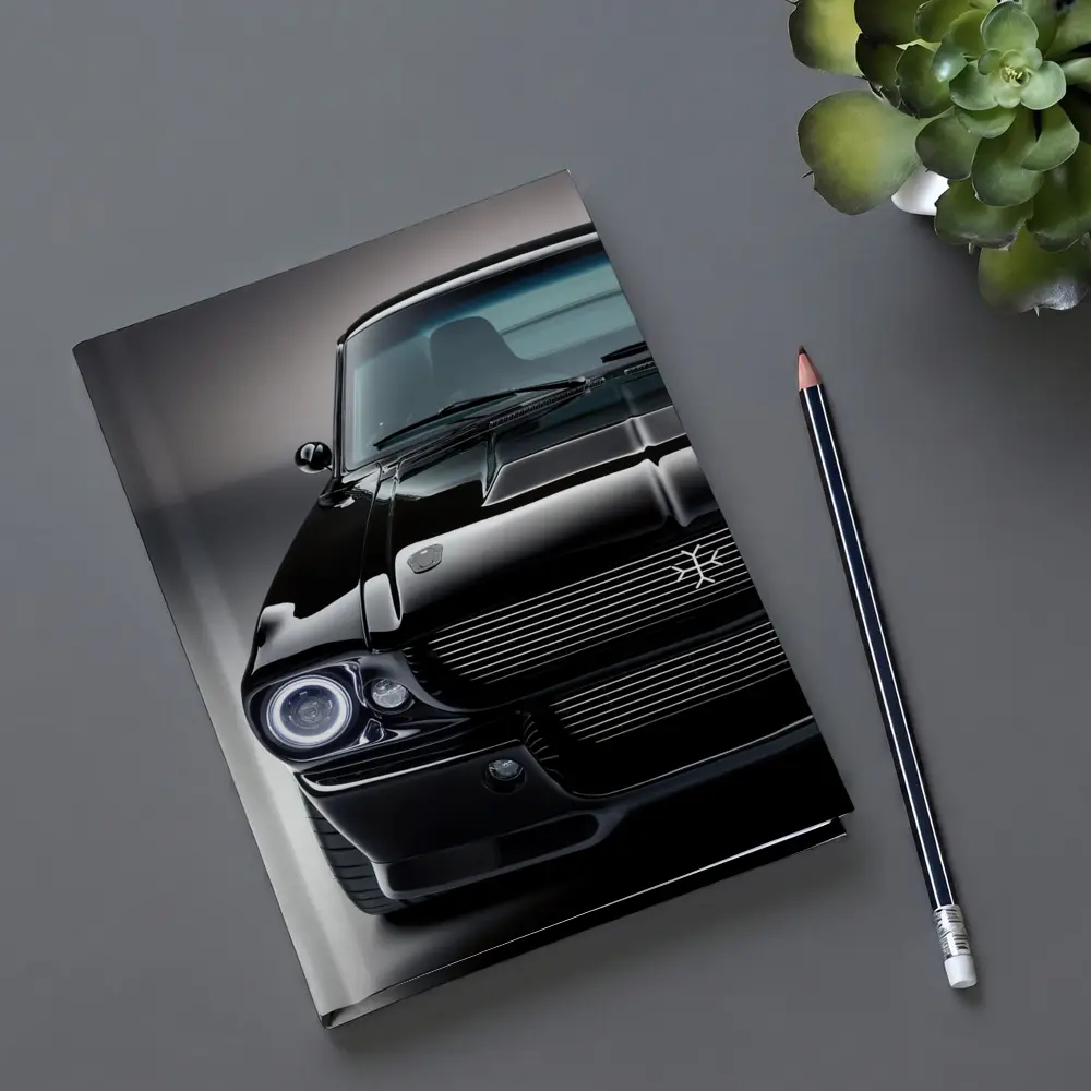 Black Ford Mustang Classic Muscle Car Front – Notebooks