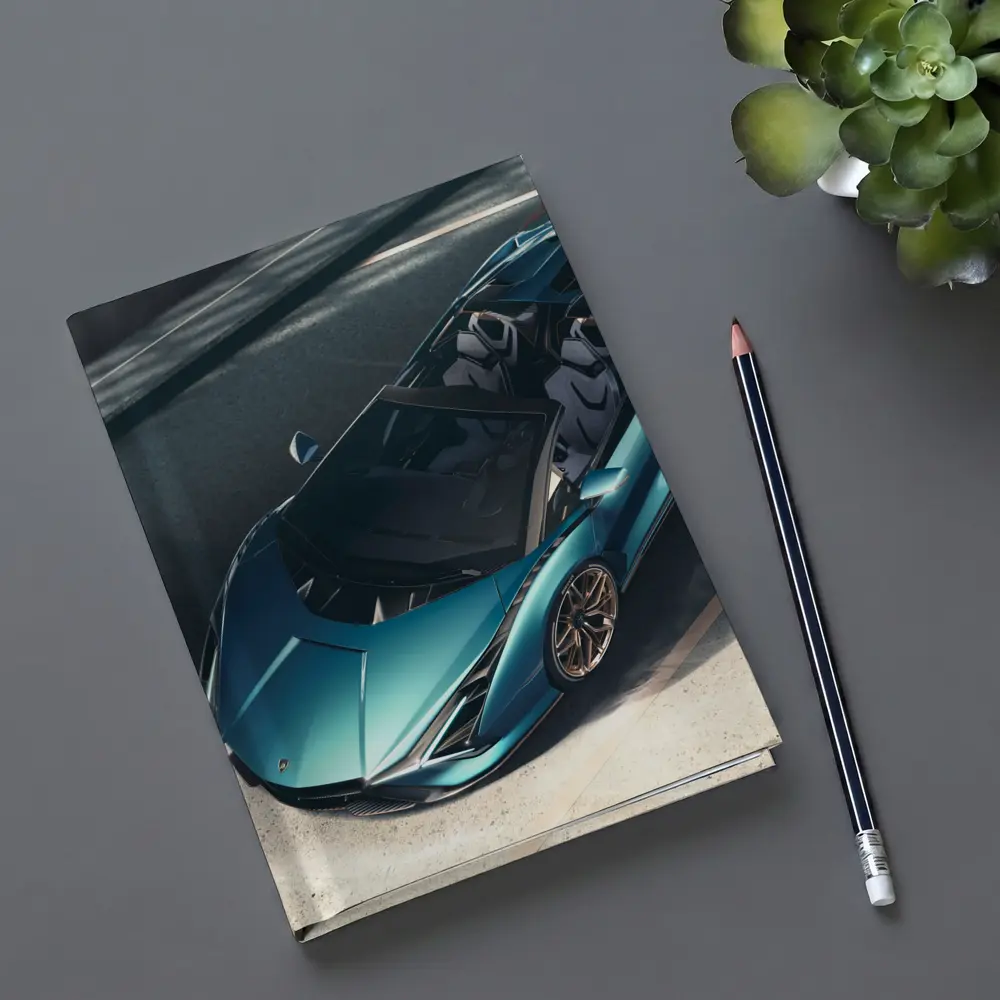 Lamborghini Sian Roadster Teal Aerial View – Notebooks