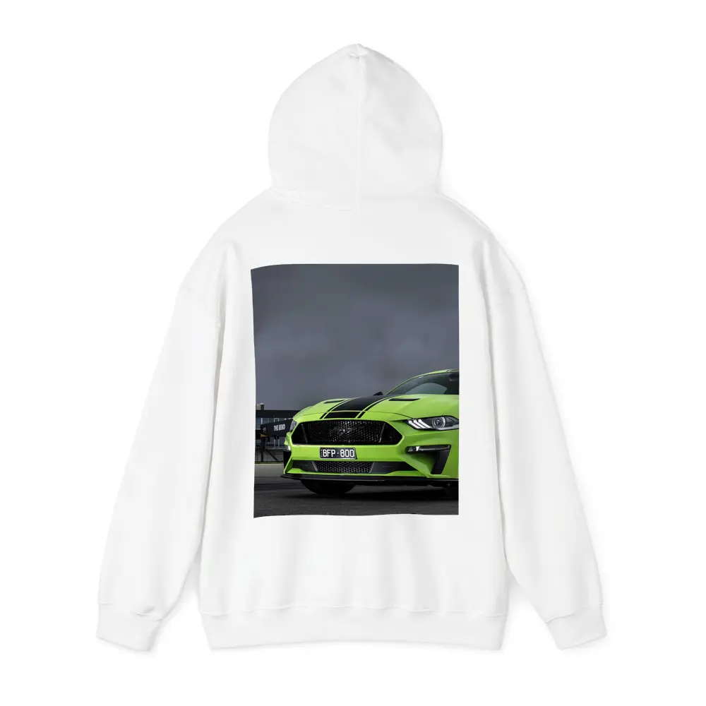 Ford Mustang Green Front View Stormy Track – Hoodies