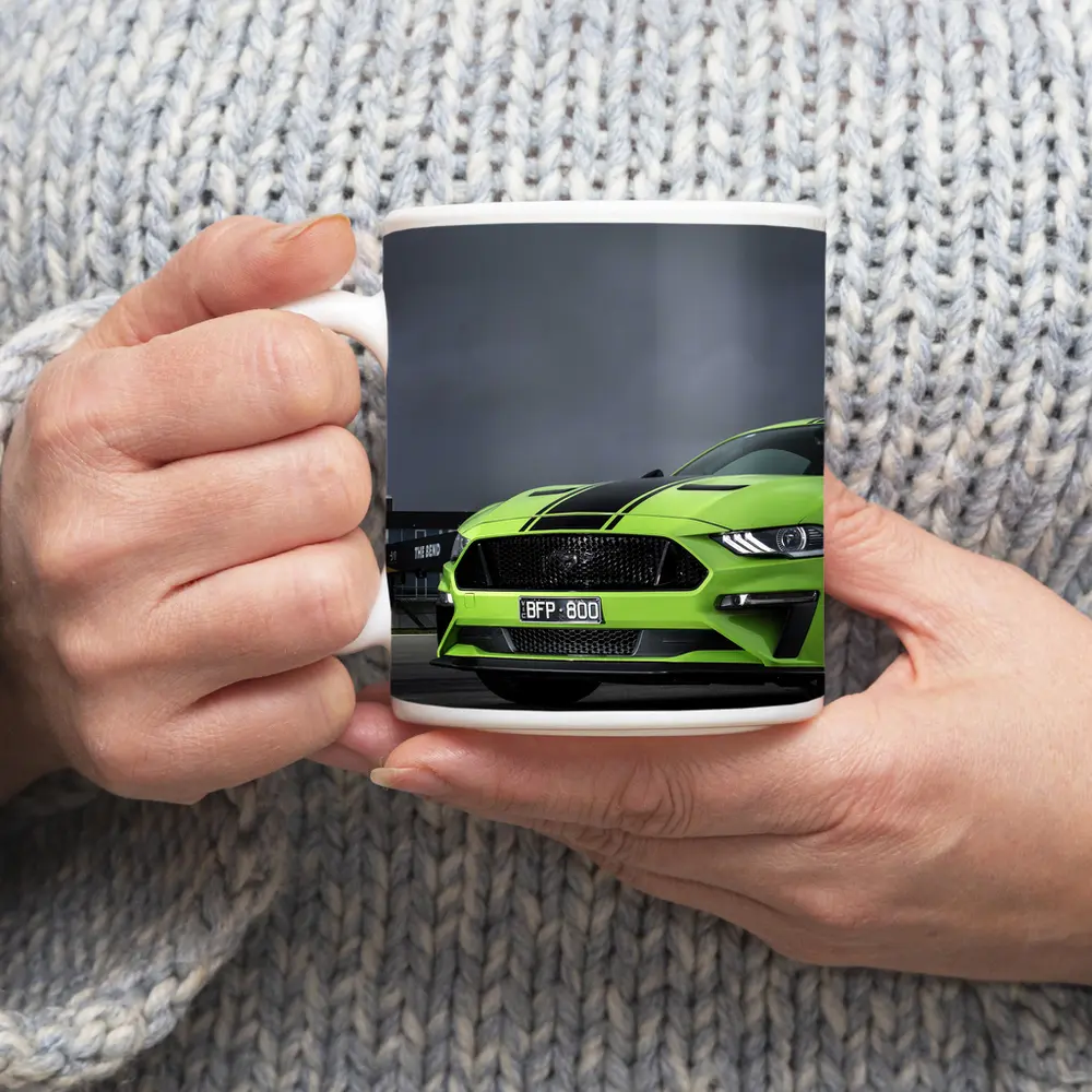 Ford Mustang Green Front View Stormy Track – Mugs