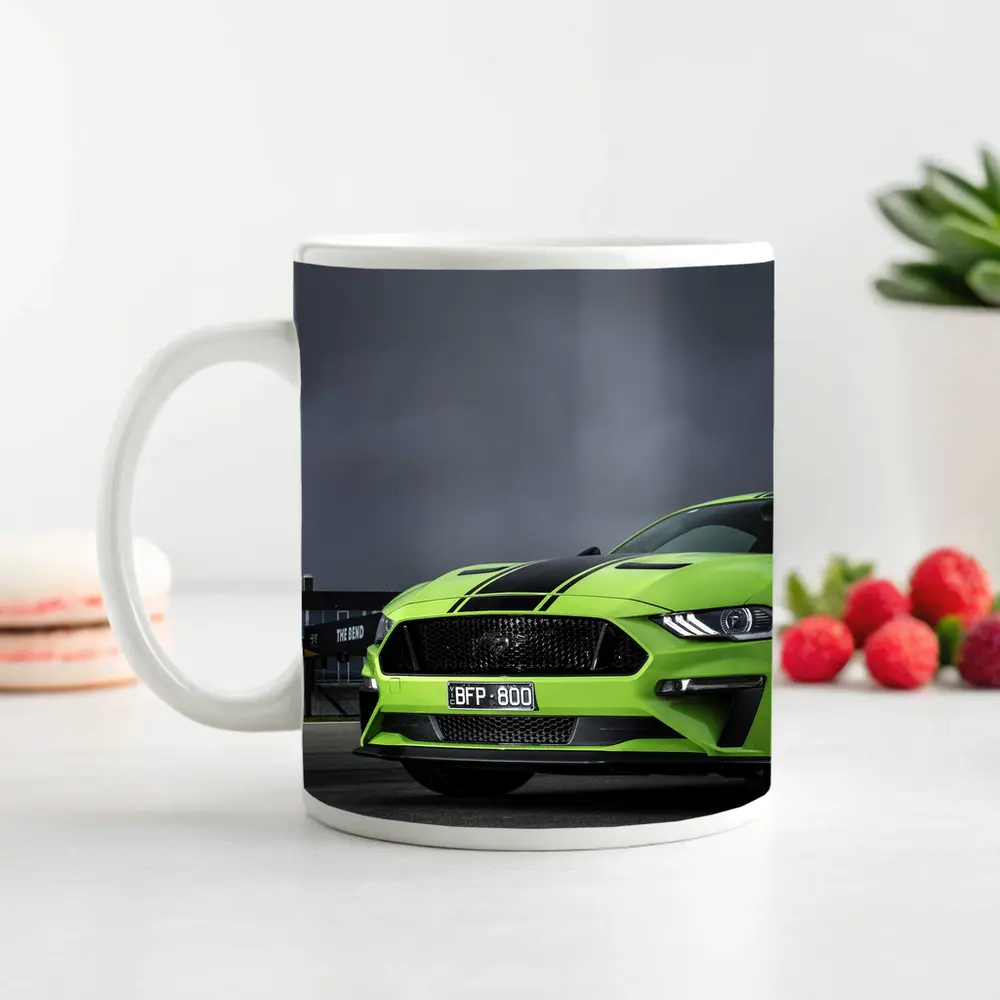 Ford Mustang Green Front View Stormy Track – Mugs