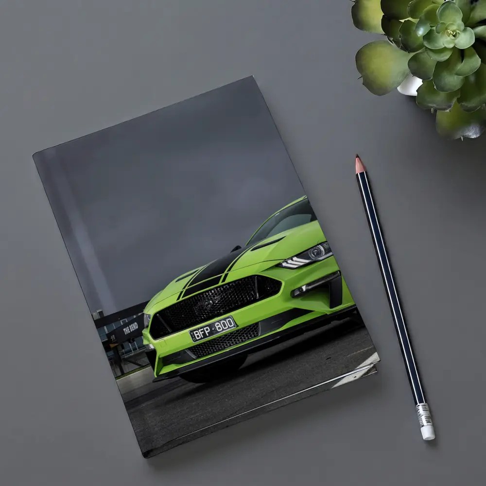 Ford Mustang Green Front View Stormy Track – Notebooks