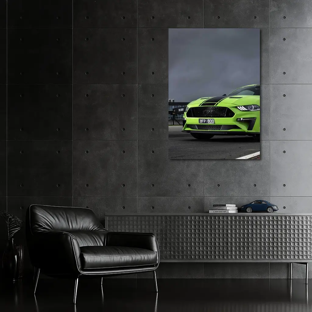 Ford Mustang Green Front View Stormy Track – Wall Art