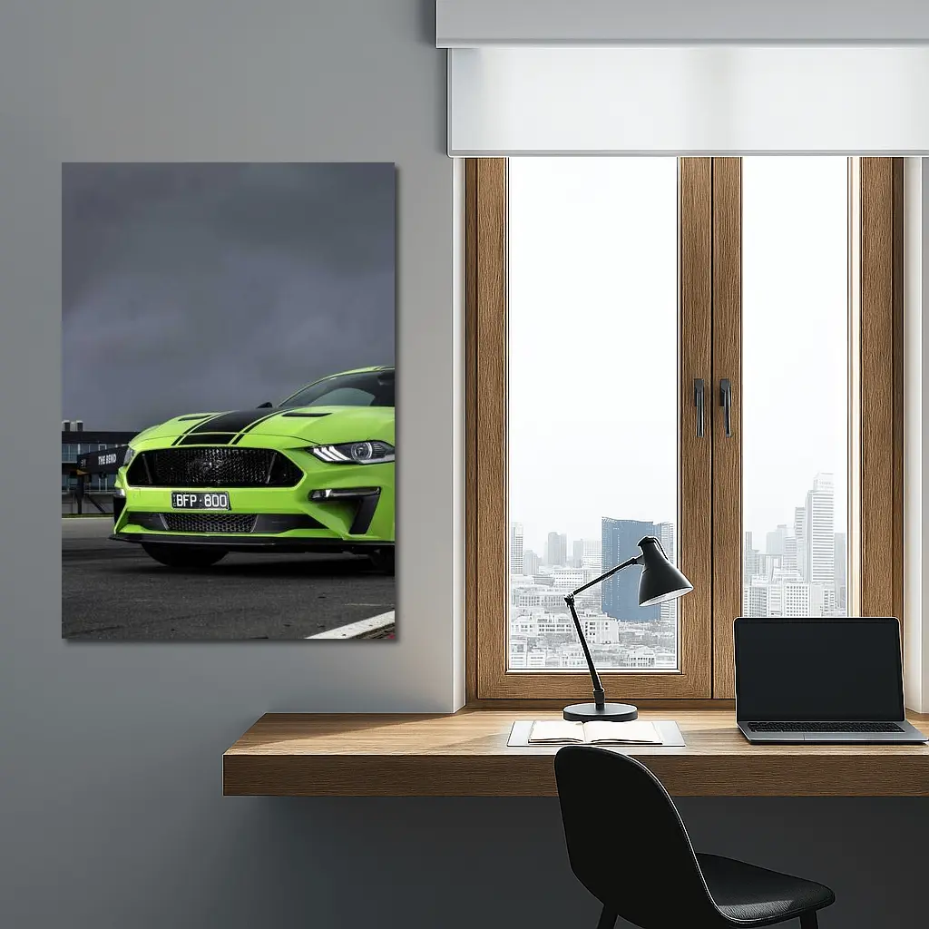 Ford Mustang Green Front View Stormy Track – Wall Art