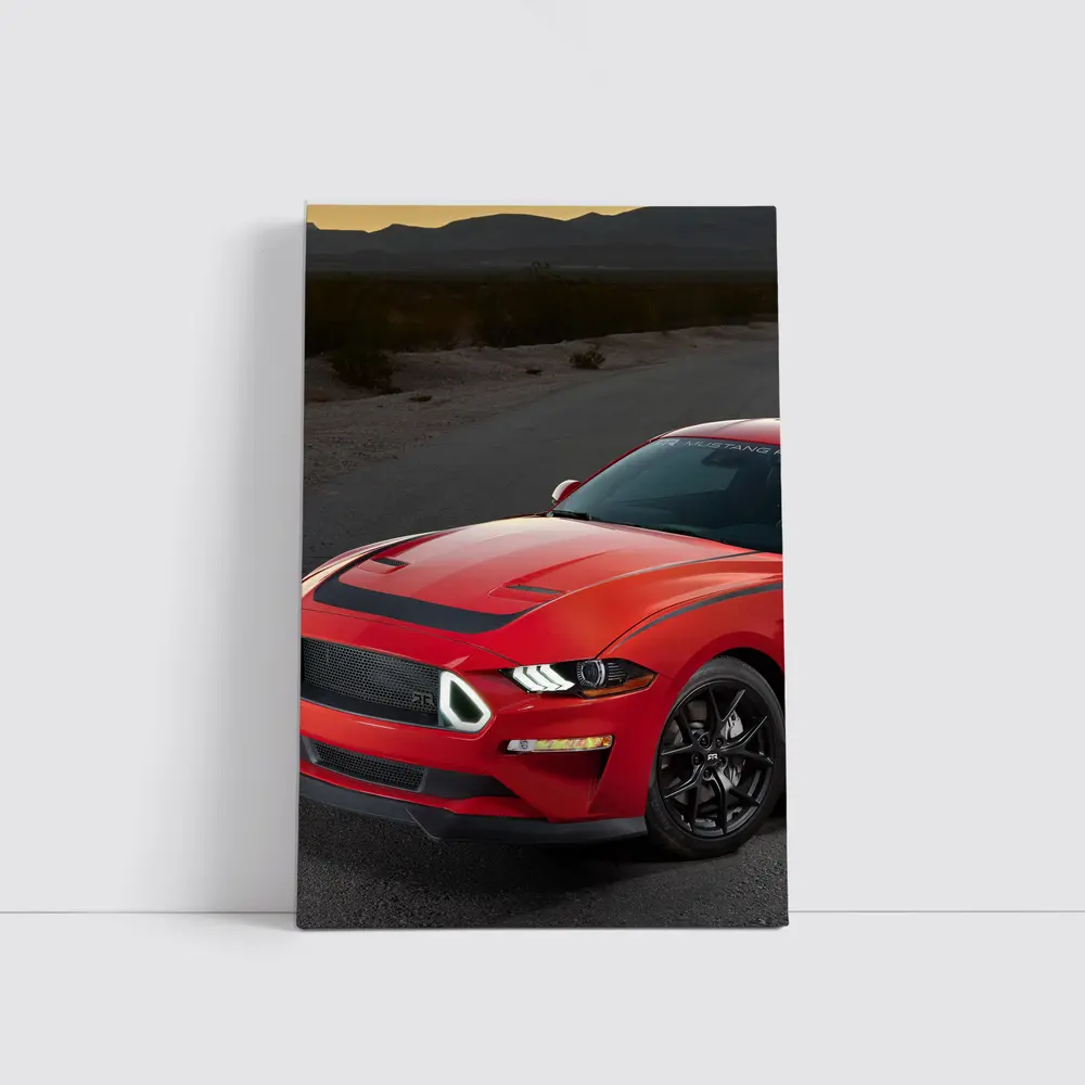 Ford Mustang Red Desert Road Scene – Wall Art