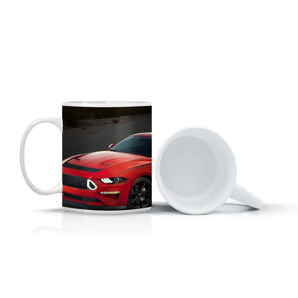 Ford Mustang Red Desert Road Scene – Mugs