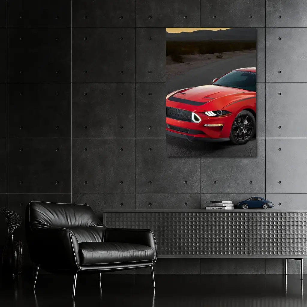 Ford Mustang Red Desert Road Scene – Wall Art