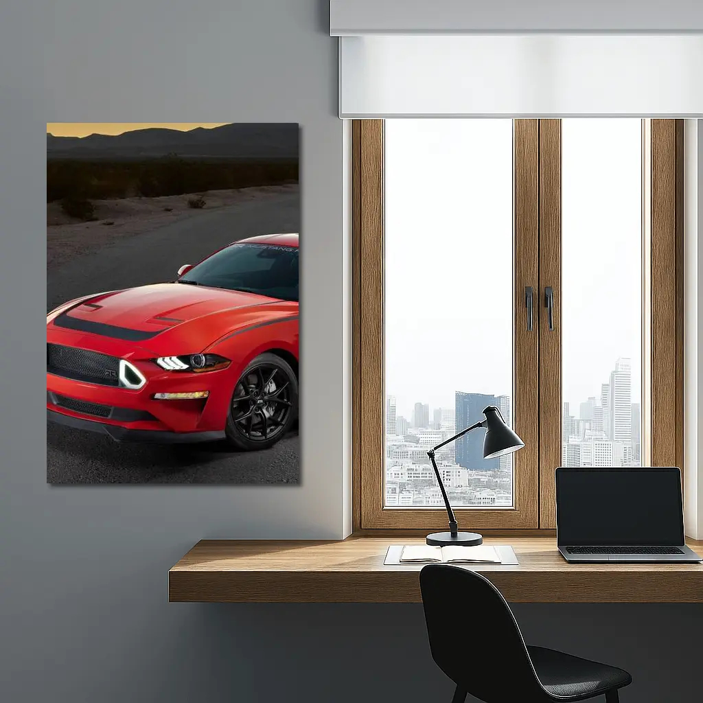 Ford Mustang Red Desert Road Scene – Wall Art