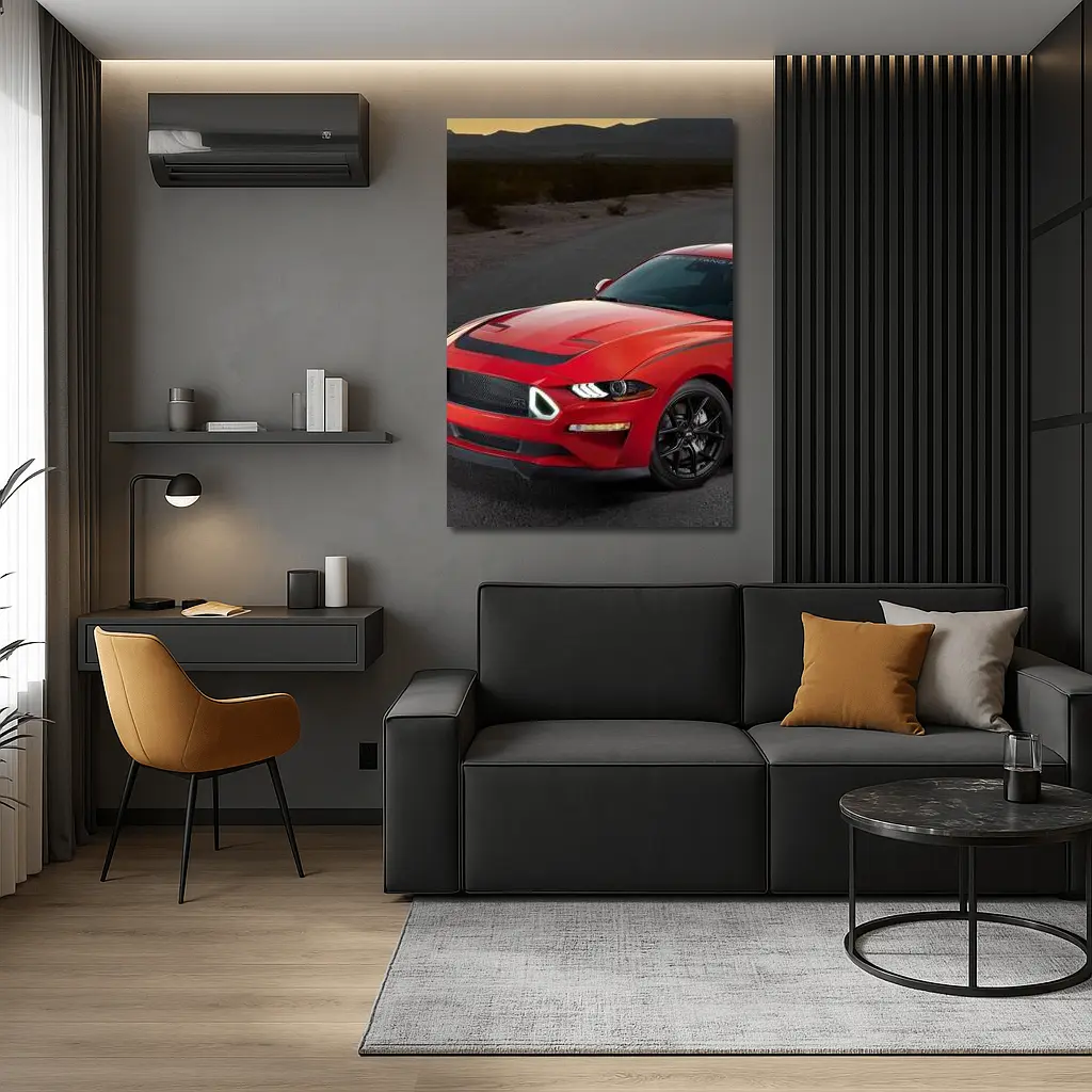 Ford Mustang Red Desert Road Scene – Wall Art