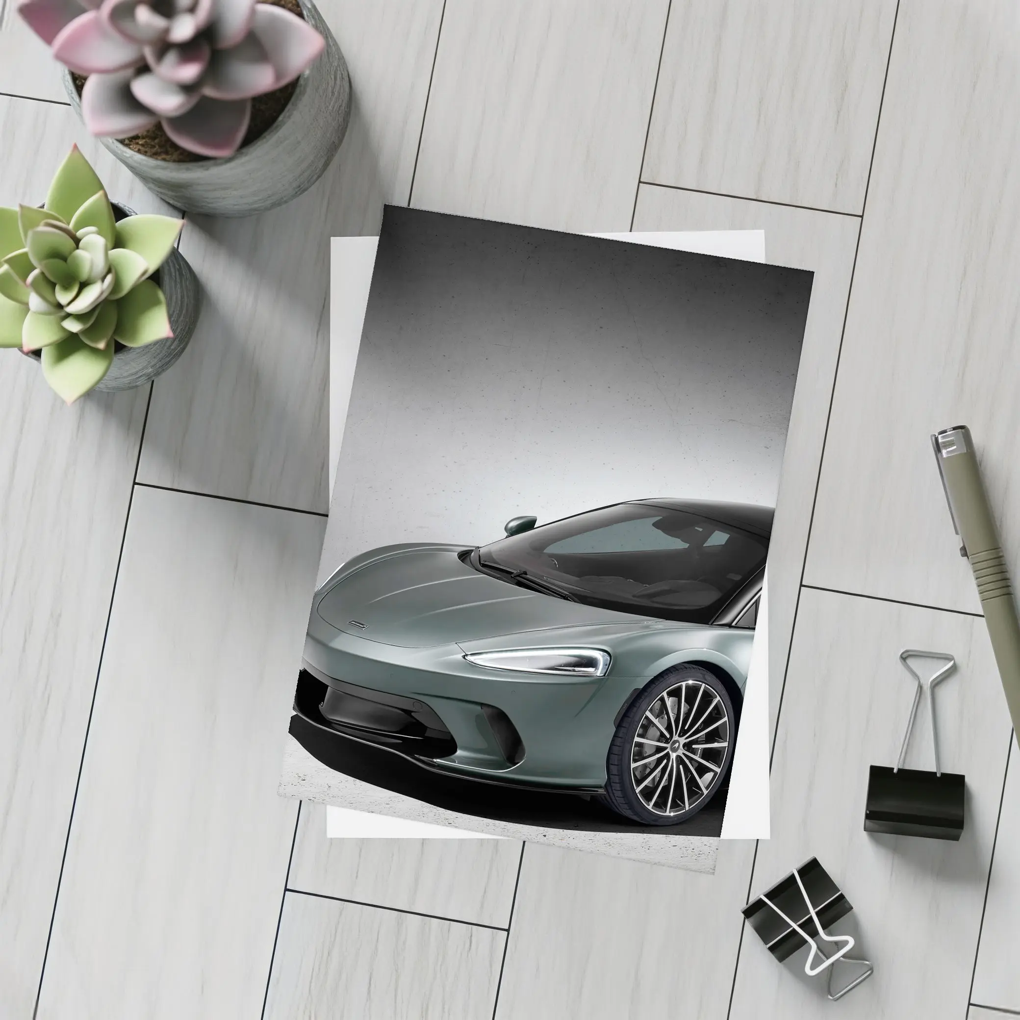 McLaren GT Sage Green Studio Shot – Postcards