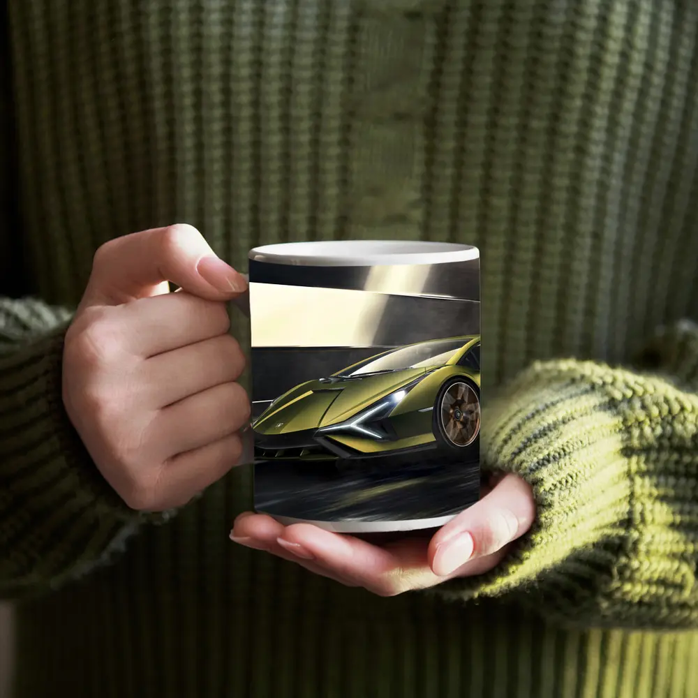 Lamborghini Sian Green Supercar Speed Motion – Mugs