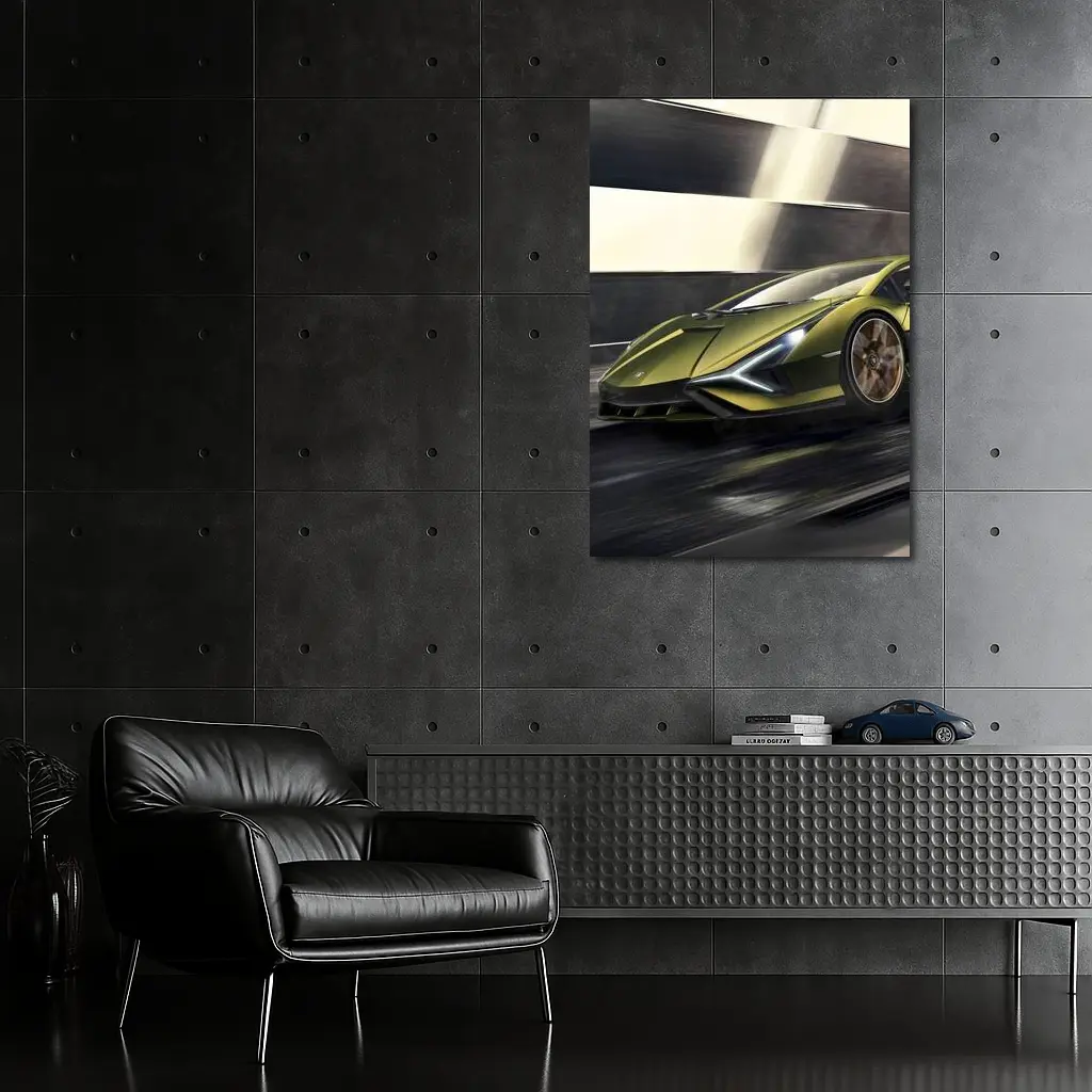 Lamborghini Sian Green Supercar Speed Motion – Wall Art