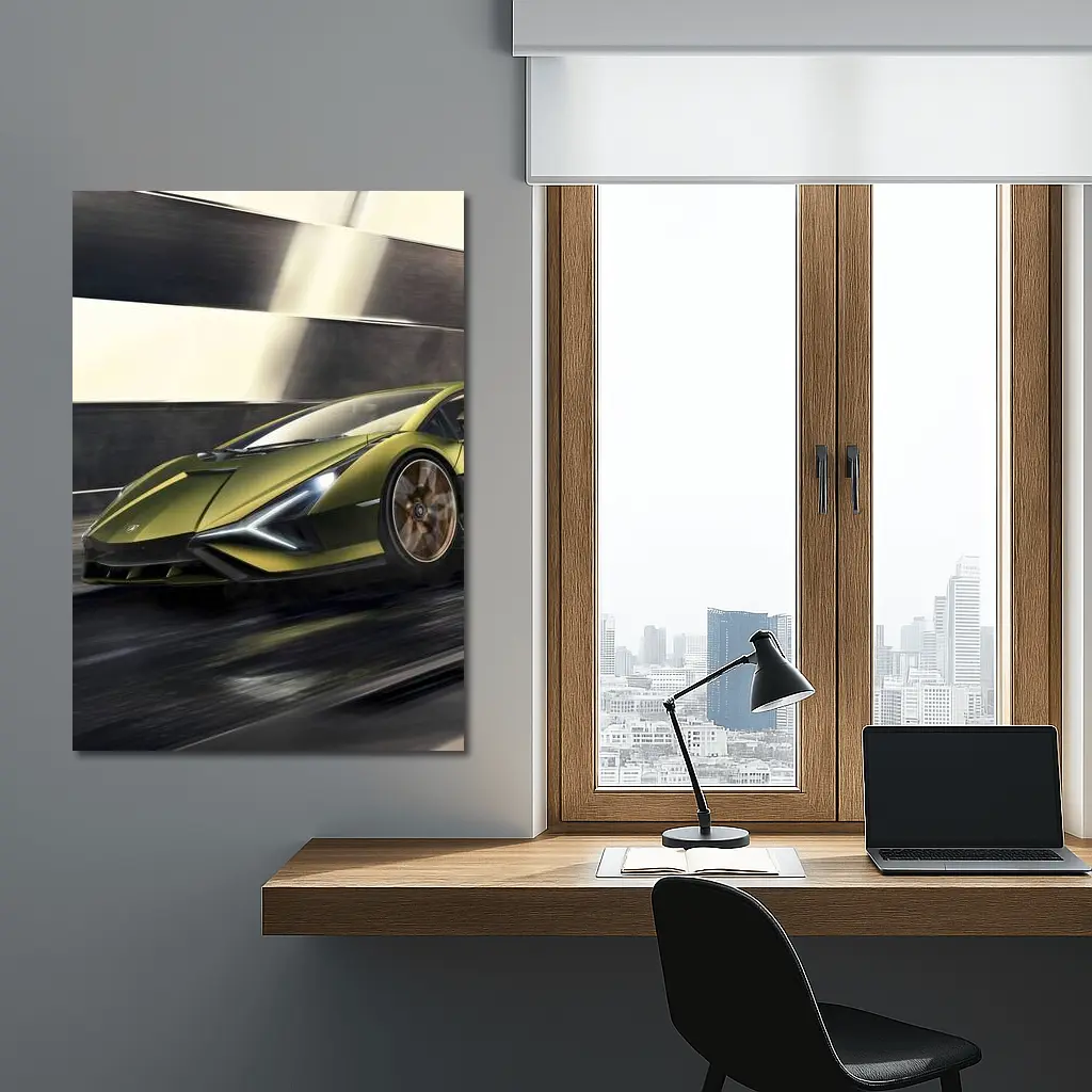 Lamborghini Sian Green Supercar Speed Motion – Wall Art